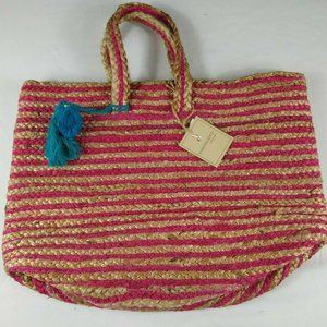 New Natural 100% Jute Hand Braided Beach Boho Tote